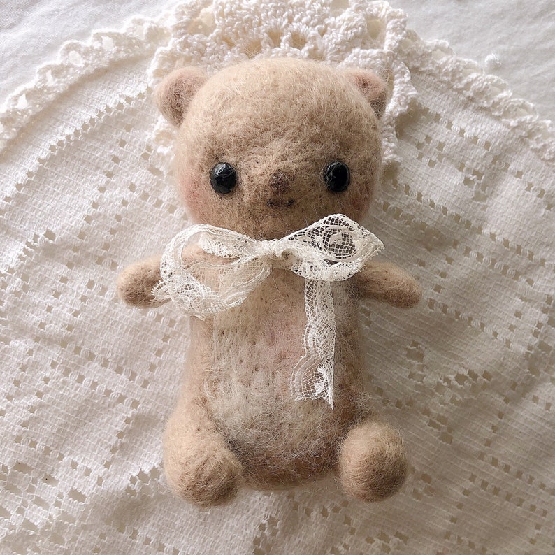 MADE TO ORDER Handmade Teddy Bear Needle Felted Bear image 1