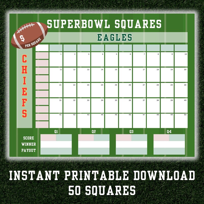 50 Squares Superbowl 2025 Etsy 50 Squares Superbowl 2025 Etsy