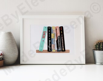 CUSTOM BOOKSHELF Digital Print Choose Your Books Personalizable Book Poster Office Decor Wall Art Poster, Birthday, Holiday Gift