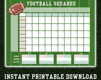 50 Football Squares, Printable Template, Football Squares Instant Download, Fundraiser, Betting Pool, 2026 LX Football Grid