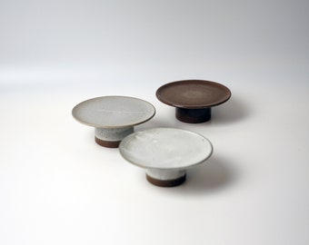 Mulle - 4.25" Pedestal Plate - Gloss White - Matte Gray - Gloss Brown - Handmade
