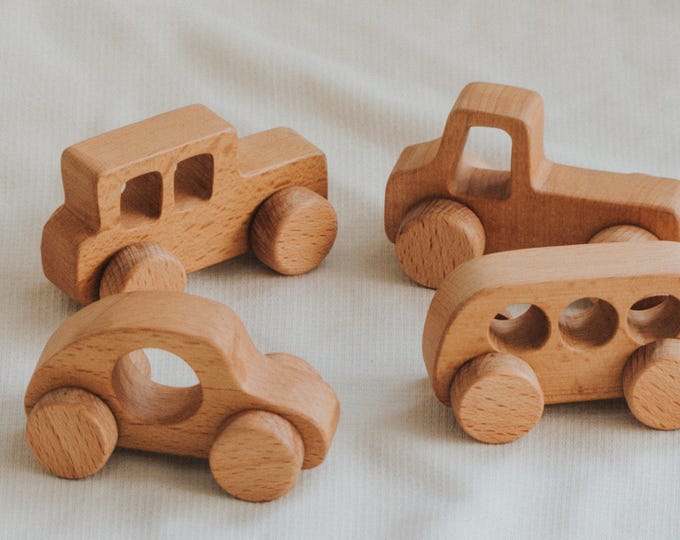 Wooden Toy Car Set for Toddlers, Vehicles Set for Kids, Perfect Gift for Toddler Boy, Nursery Transportation Theme Decor