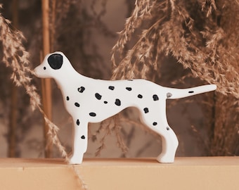Houten hondenspeelgoed, handgeschilderd Dalmatisch beeldje: kinderkamerdecoratie, cadeau hondenliefhebber