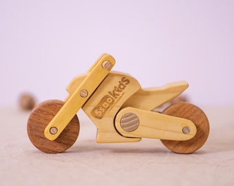 Bicicleta deportiva, motocicleta, juguete de madera con ruedas móviles: regalo perfecto para niños pequeños y coleccionistas.