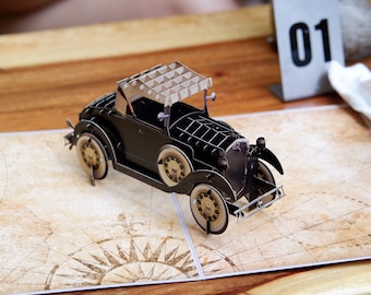 Klassieke auto, pop-upwenskaart auto uit de jaren 1920