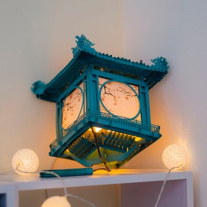 Paper Hanging Lantern Lamp Medieval Decor, Ceiling Light Dragon Lamp Shade, Japanese Fantasy Pagoda Lantern, Vintage Home Decor
