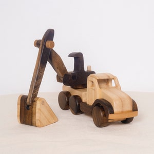 Wooden excavator toy