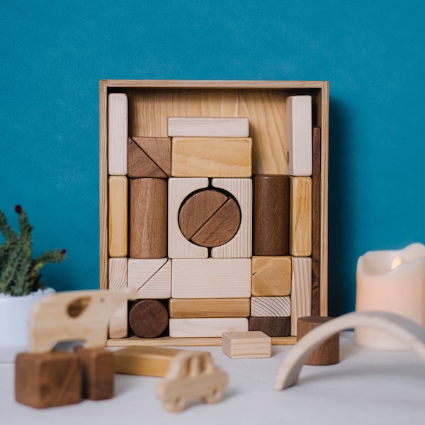 Blocs de construction en bois, jouets empilables pour tout-petits, matériaux Montessori, puzzle de blocs de jouets pour bébé, ensemble de jeu de construction d'équilibre, cadeau pour enfants