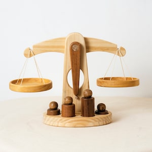 Wooden Balance Scale Montessori Toys, Birthday Gift for Little Girls, Educational Toys Kitchen Pretend Play, Nursery and Kindergarten Decor