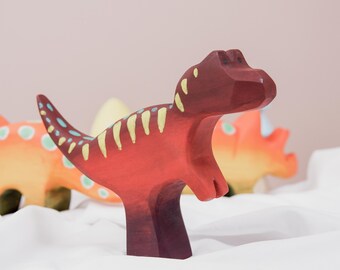 Wooden Tyrannosaurus Rex Figurine: Jurassic Nursery Decor