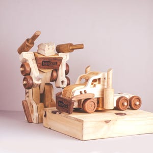 Transformers: Optimus Prime Semi Truck Toy | Wooden Robot 3d Puzzle Action Figure | Perfect Birthday Gift for Your Little Boy