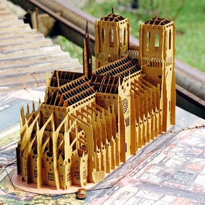 Modelo de Catedral de Notre Dame, Cartão Pop-up de Igreja Iluminada, Presentes Religiosos de Abajur de Madeira para Mamãe e Papai, Presente de Pastor, Ornamentos de Marco