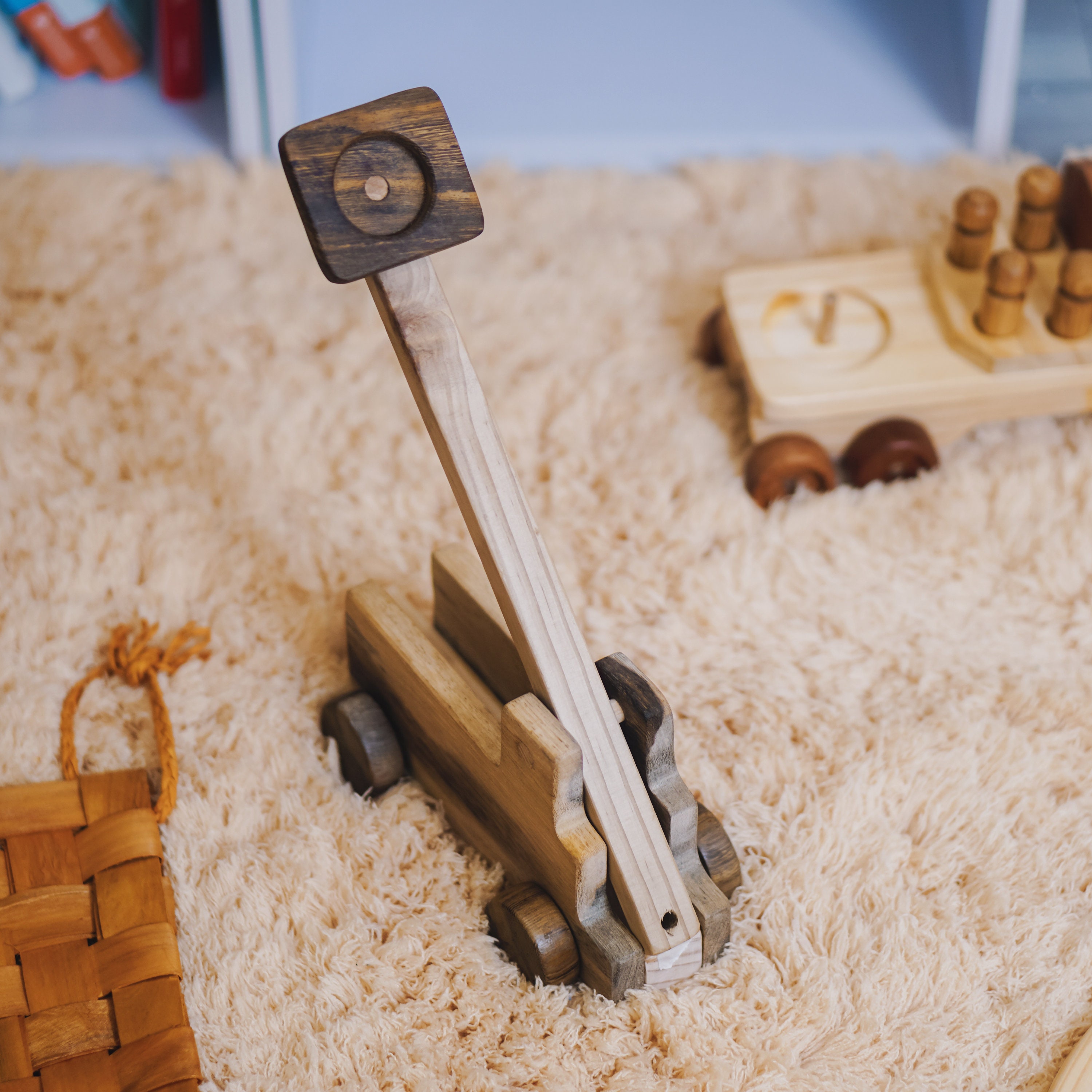 Wooden Catapult Toy, Gift for Kids, Desk Toy for Children, Wood Nursery ...