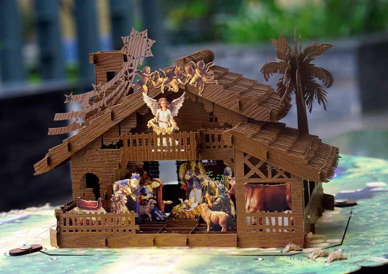 Miniature Nativity Scene Religious Pop Up Cards Wooden Etsy Miniature Nativity Scene Religious Pop Up Cards Wooden Etsy