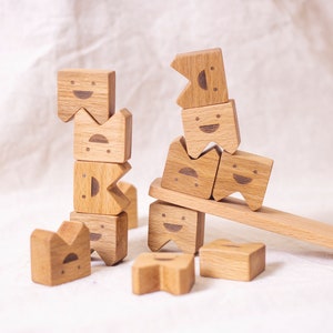 Houten tanden vormen balansspel educatief kinderspeelgoed 15 blokken - perfect cadeau voor peuterontwikkeling, Montessori leuk spel voor kinderen