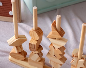Montessori Wooden Shape Stacking Toy – Educational Gift for Toddlers, 2nd Birthday Present