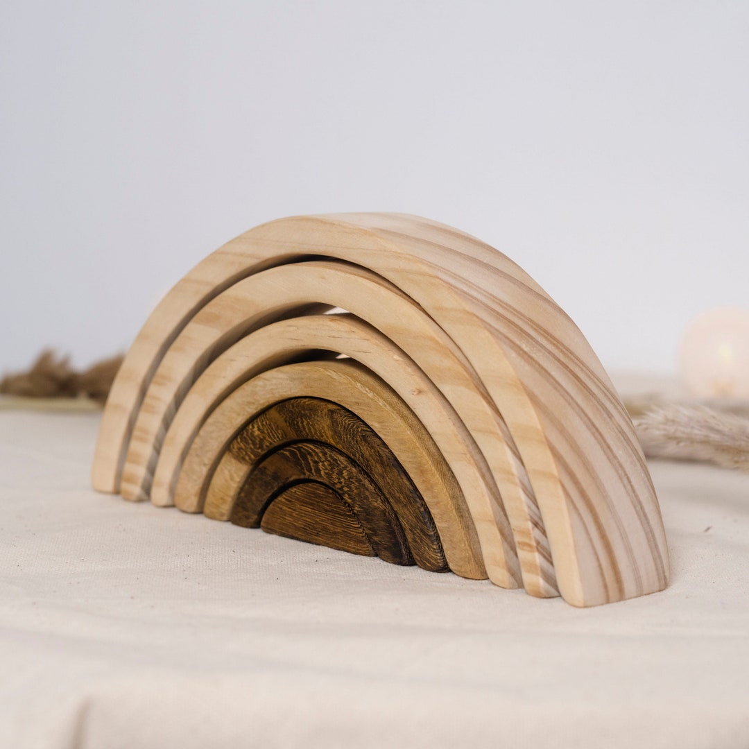 Wooden Rainbow Stacking Toy, Montessori Baby Toys 1 Year Old Gift ...