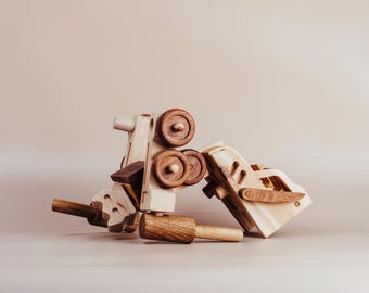 Wooden Optimus Prime Robot Toy – DIY Transforming Truck Puzzle, Montessori-Inspired Wooden Building Blocks, Perfect Gift for 5-Year-Olds