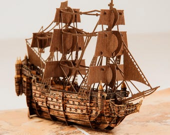 3D-pop-upkaart zeilschip – handgemaakt nautisch cadeau