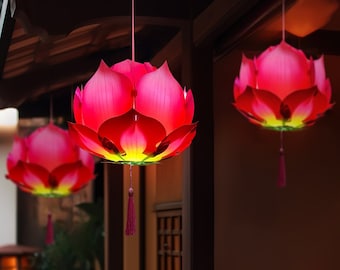 Kit de rompecabezas para armar una linterna colgante de loto, decoración para el porche, decoración zen con flores de loto, adorno para el hogar y el jardín, idea de regalo única, decoración para la entrada.