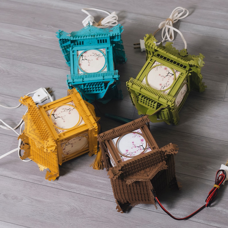 Tangled Wood Hanging Lantern Palace Lantern Kit Chinese Etsy