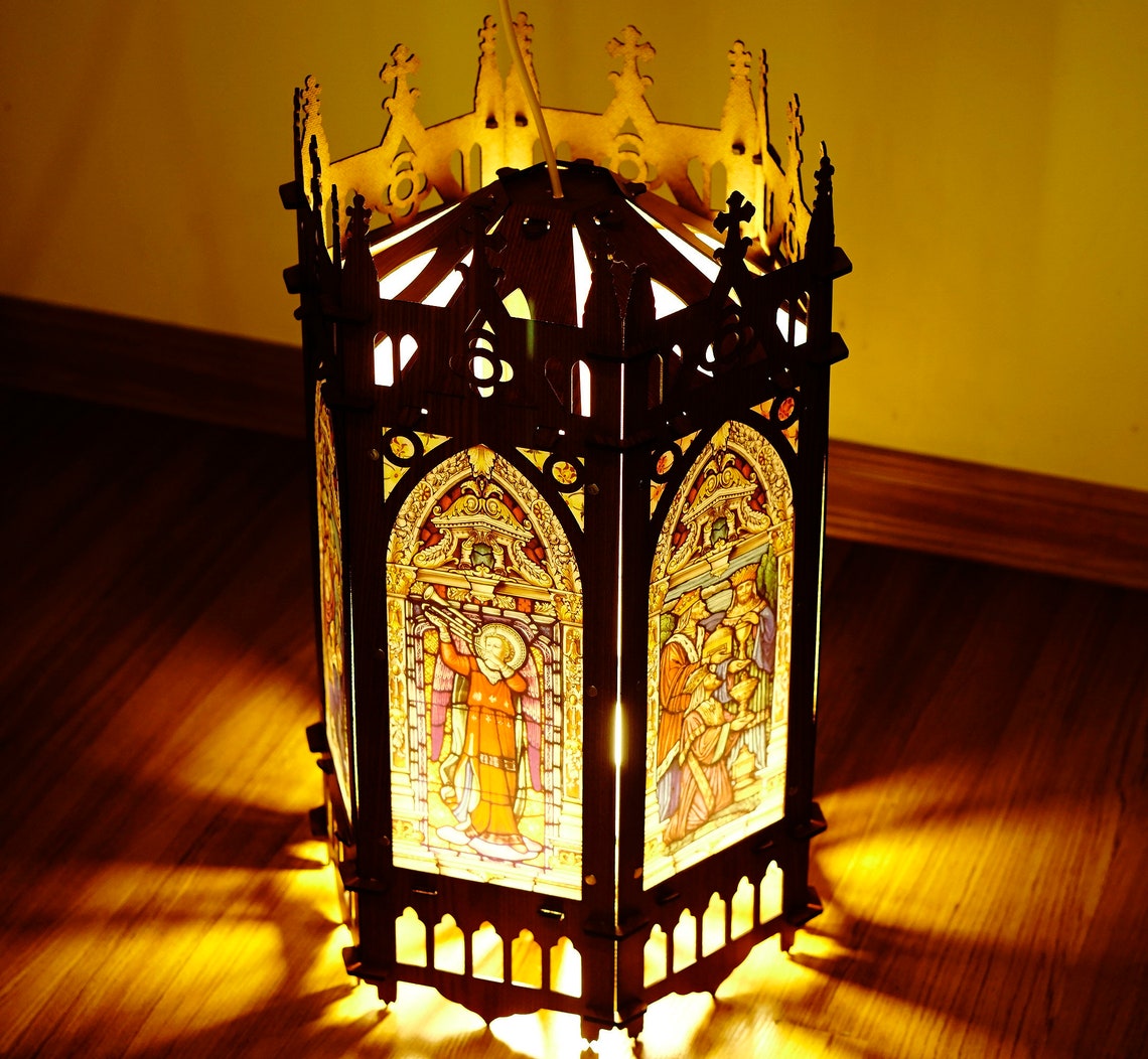 Wooden DIY Gothic Lantern Church Light Fixture Large Etsy