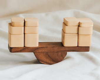 Wooden Seesaw Balance Toddler Toy - Montessori Educational Game for Kids | Eco-Friendly Toddler & Preschool Gift