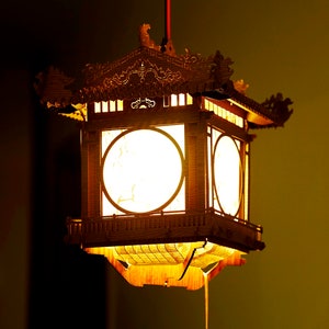 Tangled Wood Hanging Lantern, Palace Lantern Kit, Chinese Lantern Light Decor, Japanese Set of Lantern Decor, Entryway Decor New Home Gift