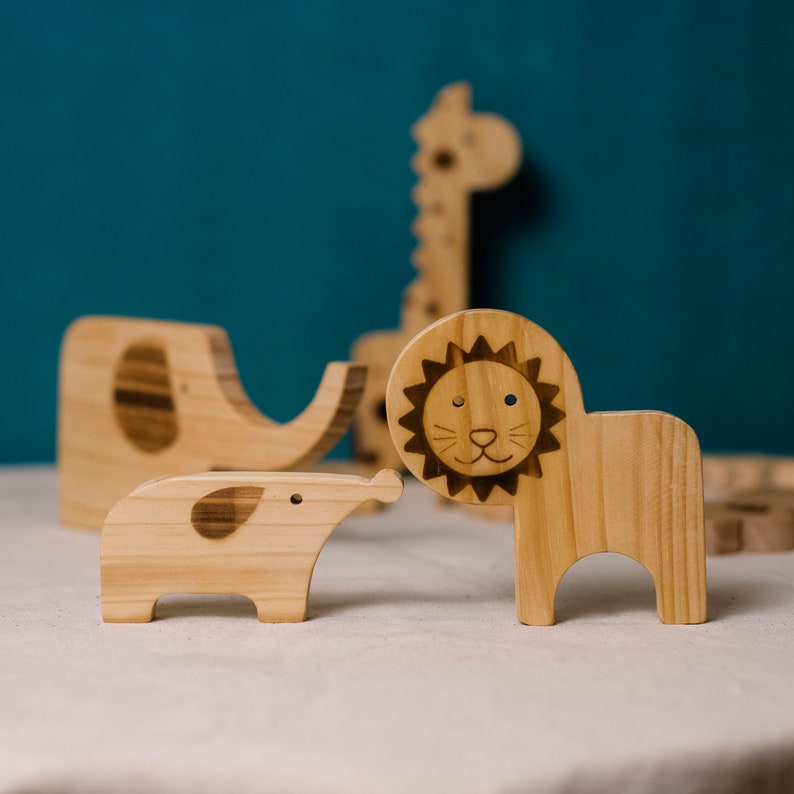 Wooden Stacking Toy Set: Woodland Animals Cutouts for Toddler, Safari Nursery Decor & Fun Balance Puzzle Perfect Kids Birthday Gift image 8