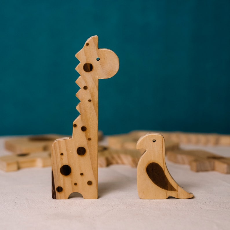 Wooden Stacking Toy Set: Woodland Animals Cutouts for Toddler, Safari Nursery Decor & Fun Balance Puzzle Perfect Kids Birthday Gift image 9