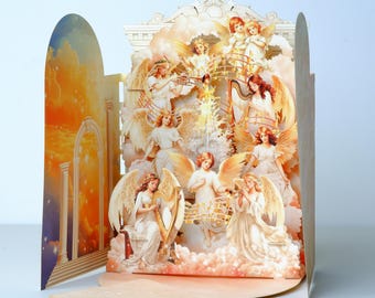 3D-pop-upkaart engel: religieuze kerstgroet