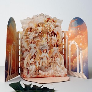Carte pop-up ange céleste, carte de voeux 3D complexe pour des occasions spéciales, grande carte 3D debout