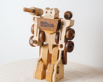 Wooden Optimus Prime Robot Toy - DIY Transforming Truck Puzzle, Ideal Gift for 5-Year-Old, Montessori Wooden Building Blocks