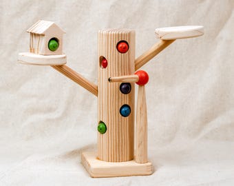 Wooden Tree House Magnetic Worm Toy: Montessori Toddler Game (Quiet Play)