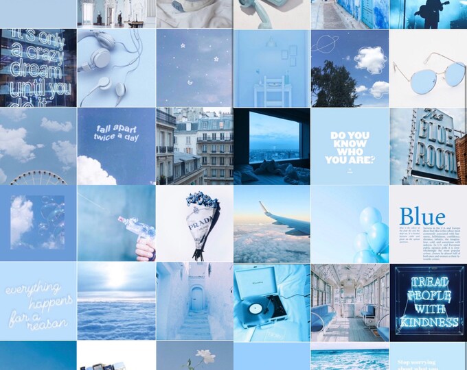 Blue Aesthetic Wall Collage Kit Aesthetic Light Blue - Etsy