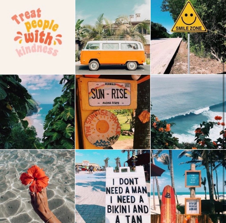 Beach wall collage kit Beach aesthetic collage kit Etsy