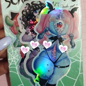 モンスター ガール ステッカー パック/かわいいプラスサイズ モンターズ ガール/ホログラフィック ビニール +18