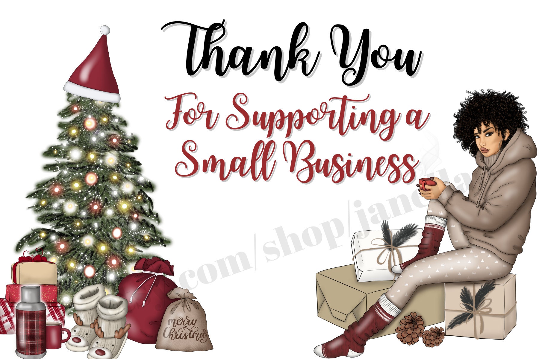 Set of 3 Christmas Holiday Thank You Card Small Business Etsy UK