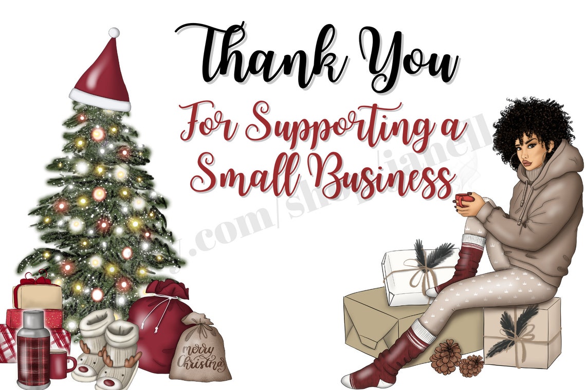 Set of 3 Christmas Holiday Thank You Card Small Business Etsy