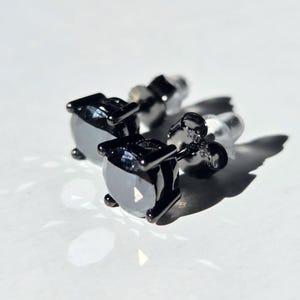 Black Diamond Moissanite Earrings | 925 Sterling Silver Stud Earrings