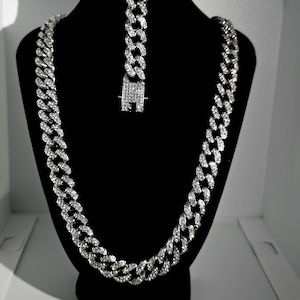 Premium Iced Out 24&quot; 13mm Cuban Chain With 9&quot; Matching Bracelet - High Quality Jewelry Set
