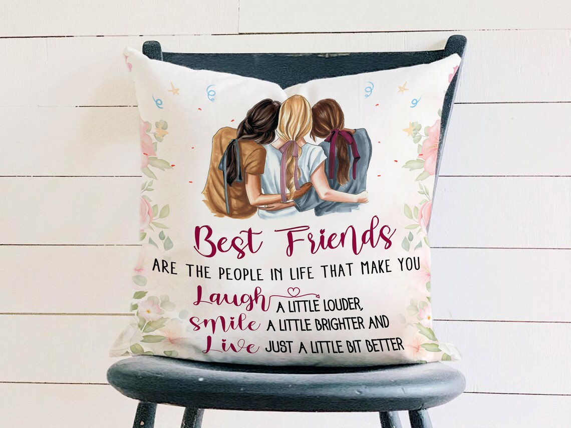 Personalized Best Friends Pillow Custom 3 Besties Pillow Etsy