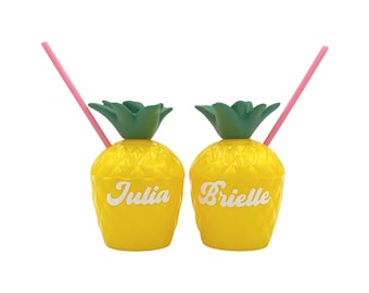 Personalized Pineapple Cup | Custom Tropical Mug With Name | Beach Bachelorette Party Favor Gift Bag | Charleston | Savannah | 30A | Florida