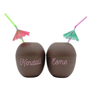 Personalized Coconut Cup | Custom Tiki Mug With Name | Beach Bachelorette Party Favor Gift Bag | Charleston | Savannah | 30A | Florida