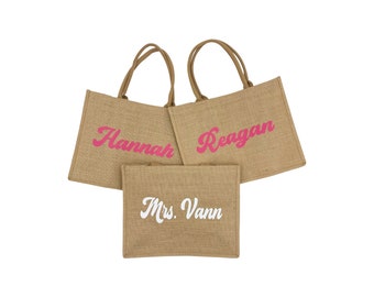 Personalized Jute Tote | Bachelorette Beach Bag | Bachelorette Party Favor Gift Bag | Beach Bachelorette | Bridesmaid Gift Bag | Custom Bag