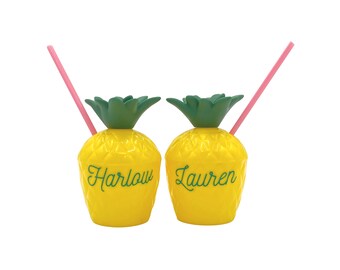 Personalized Pineapple Cup | Custom Tropical Mug With Name | Beach Bachelorette Party Favor Gift Bag | Charleston | Savannah | 30A | Florida