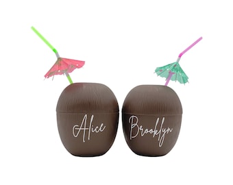 Personalized Coconut Cup | Bachelorette Tumbler | Bachelorette Party Favor Gift Bag | Beach Bachelorette | Party Drinkware | Bride Cup