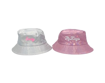 Personalized Iridescent Bucket Hat | Beach Bachelorette Favor | Bachelorette Accessory | Bridesmaid Gift | Gift for Her