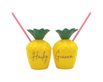 Personalized Pineapple Cup | Custom Tropical Mug With Name | Beach Bachelorette Party Favor Gift Bag | Charleston | Savannah | 30A | Florida