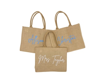 Personalized Jute Tote | Bachelorette Beach Bag | Bachelorette Party Favor Gift Bag | Beach Bachelorette | Bridesmaid Gift Bag | Custom Bag